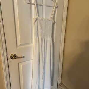 H&M White Maxi Sundress with Smocked Bodice